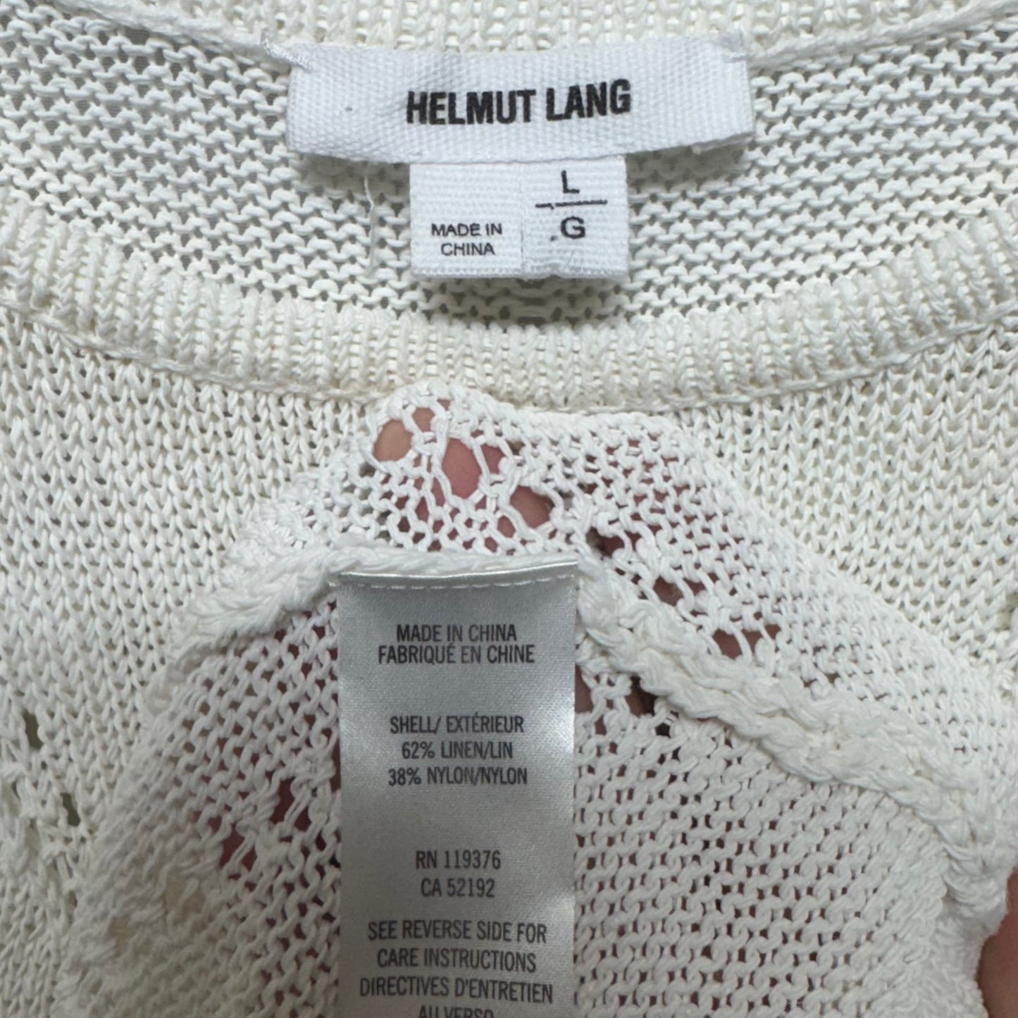 Linen Blend Knit Top Sleeveless By Helmut Lang In Cream, Size: L