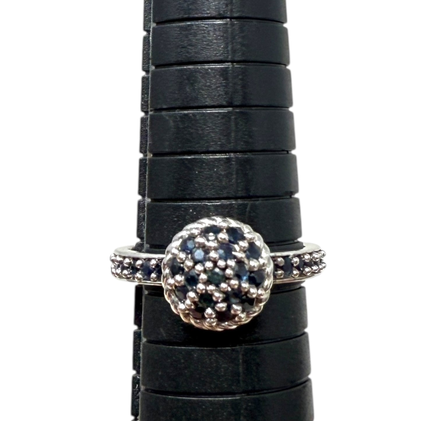Sterling Silver & Dark Blue Gemstones Cocktail Ring By Judith Ripka For Qvc, Size: 9
