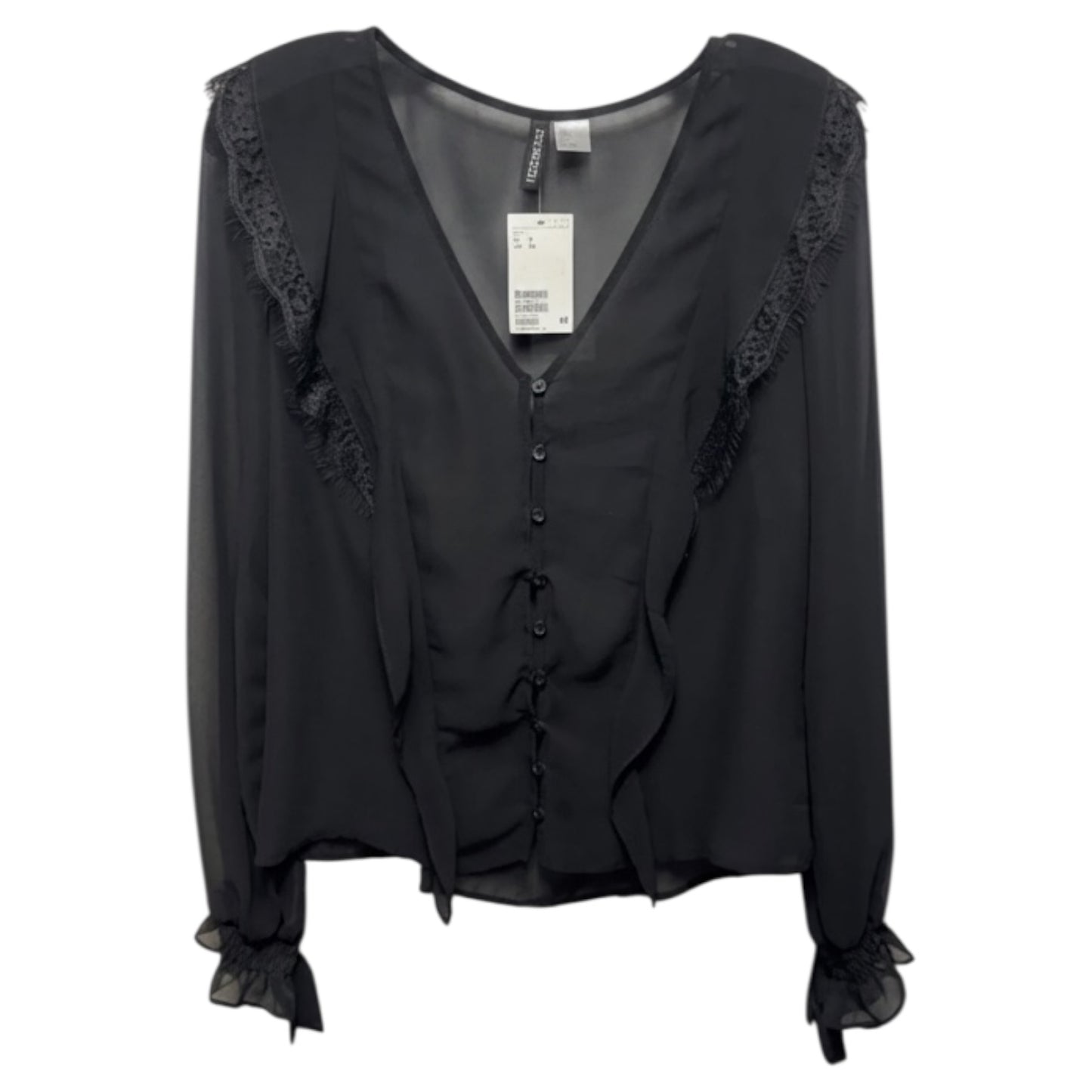 Sheer Top Long Sleeve By H&m In Black, Size: 6