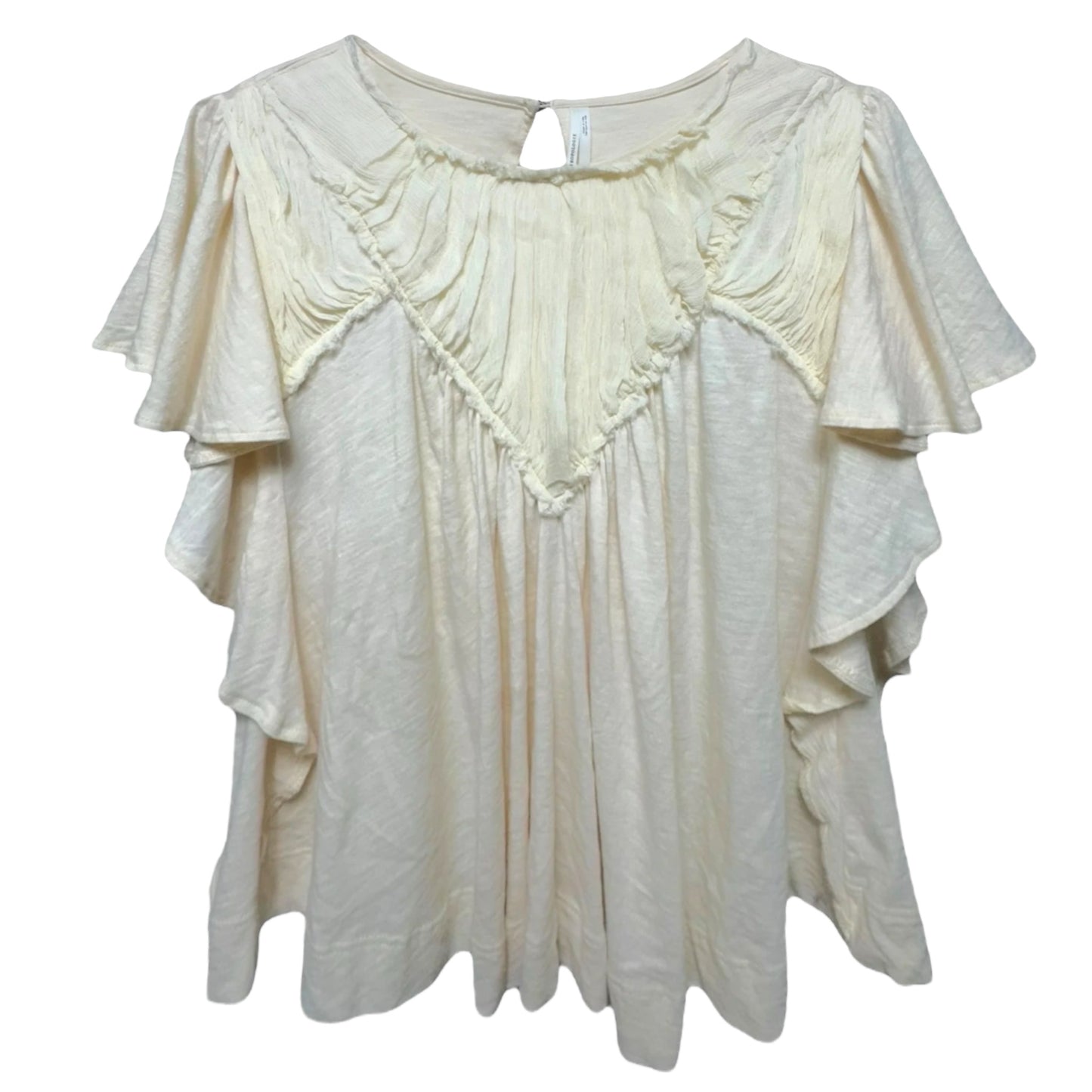 Flutter-Sleeve Swing Tee By Anthropologie In Cream, Size: S