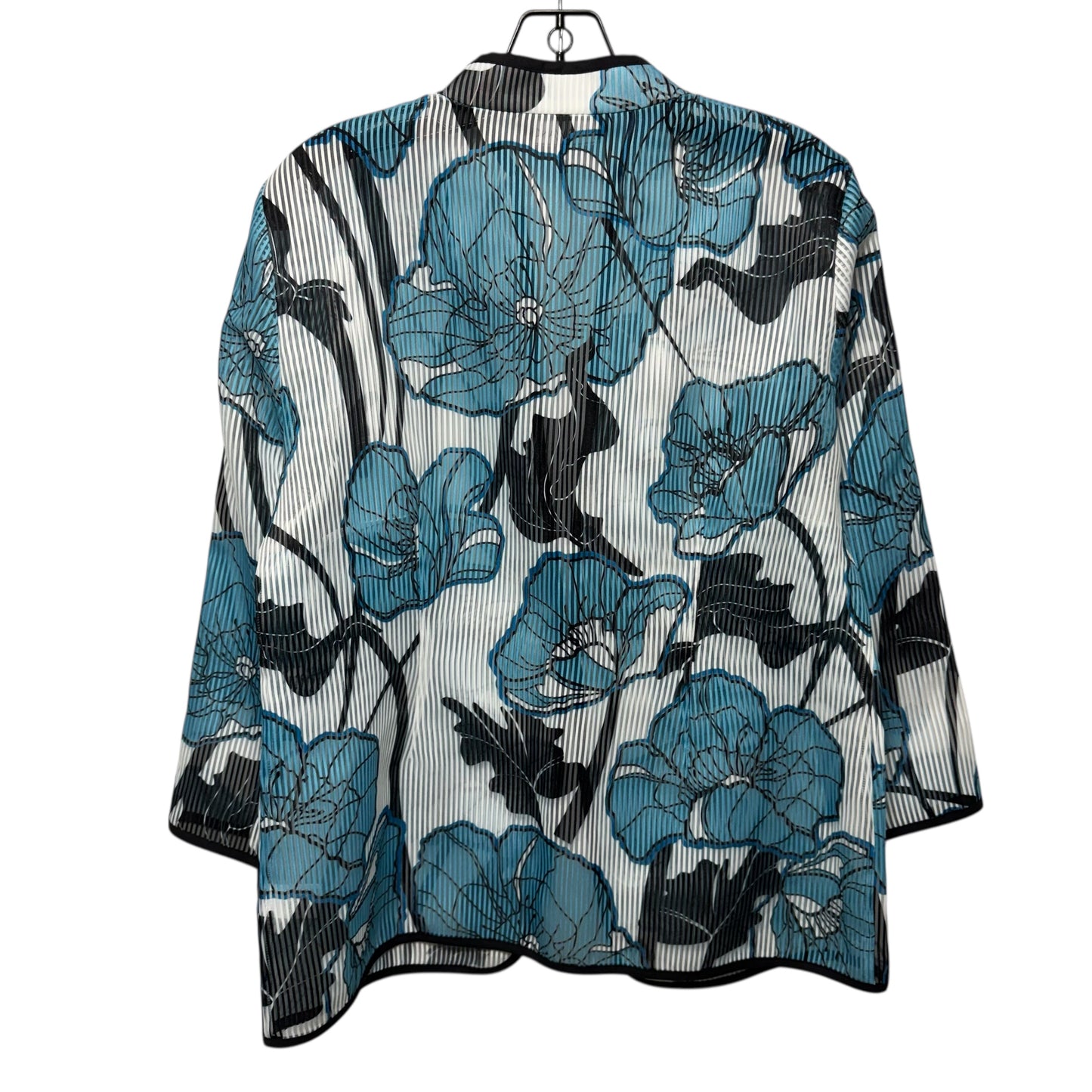 Tailored Semi Sheer Stripe Jacket By Ming Wang In Floral Print, Size: M