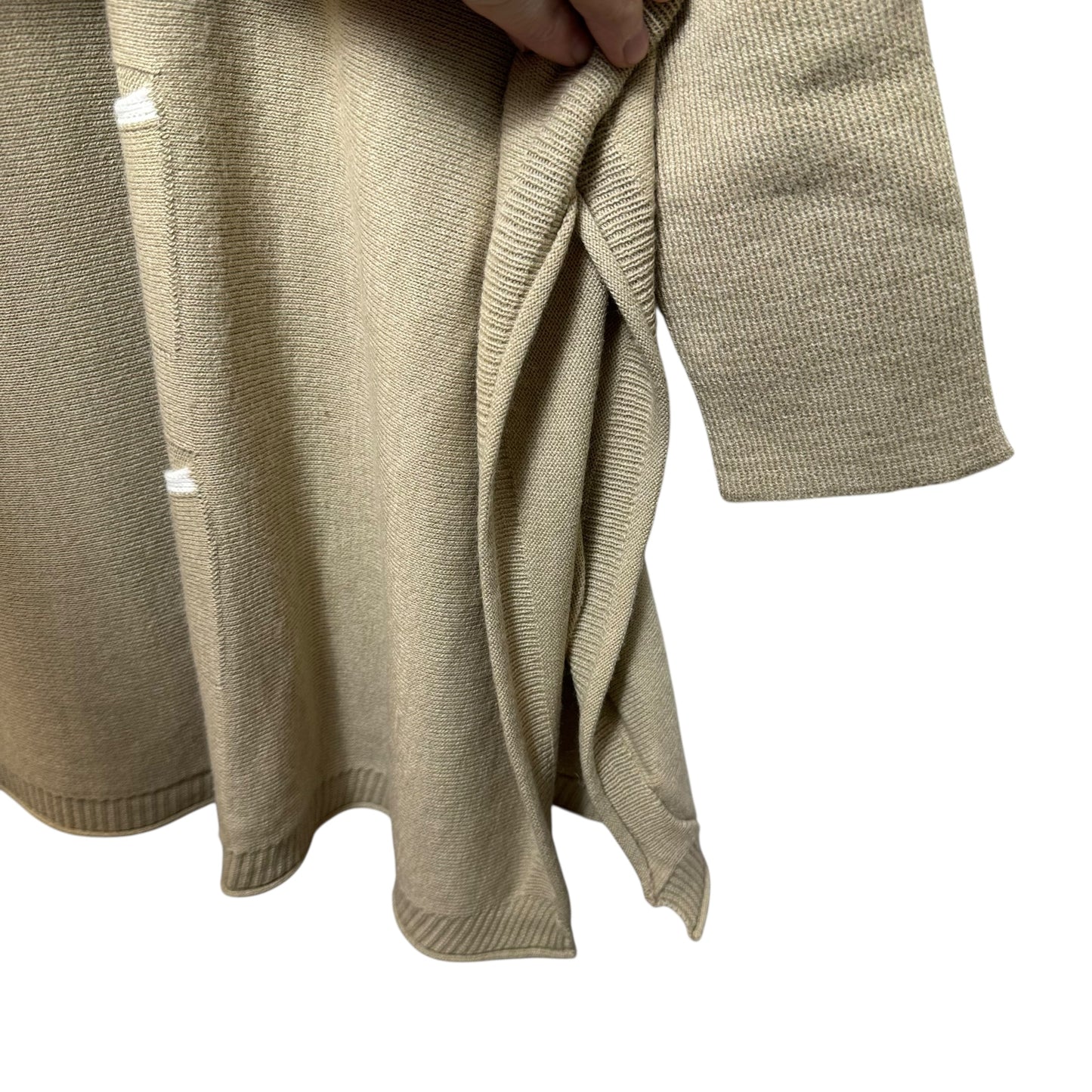 Side Slit Mini Pocket Sweater By Mer Sea In Tan & White, Size: Osfm