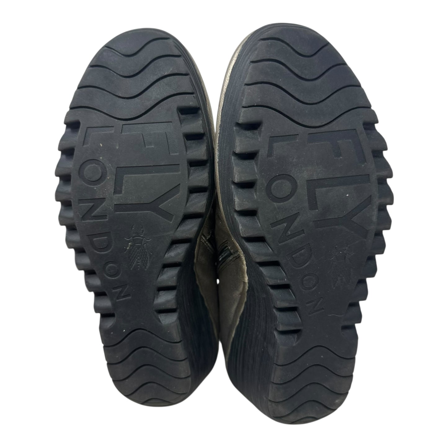 Metallic Yip Wedge Boots Ankle Heels By Fly London In Gold, Size: 8