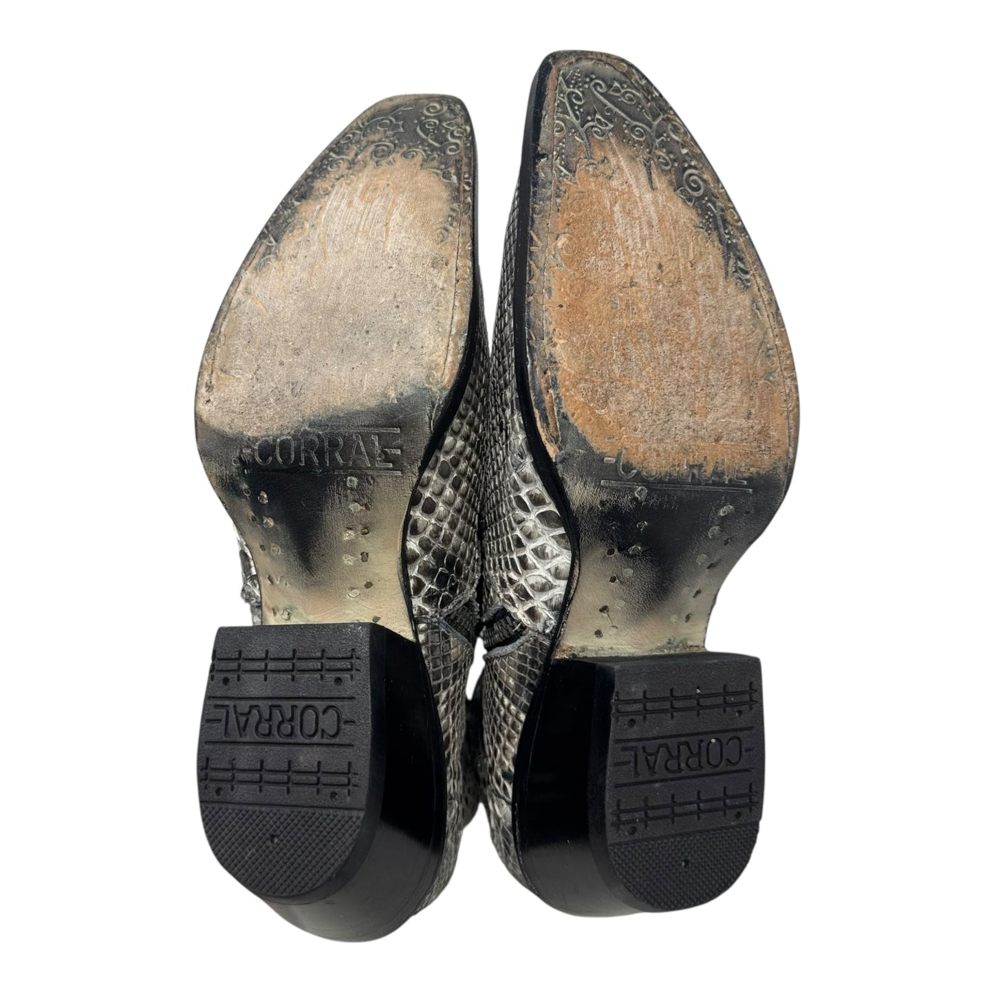 Python Snip Toe Boots Western By Corral In Snakeskin Print, Size: 8.5