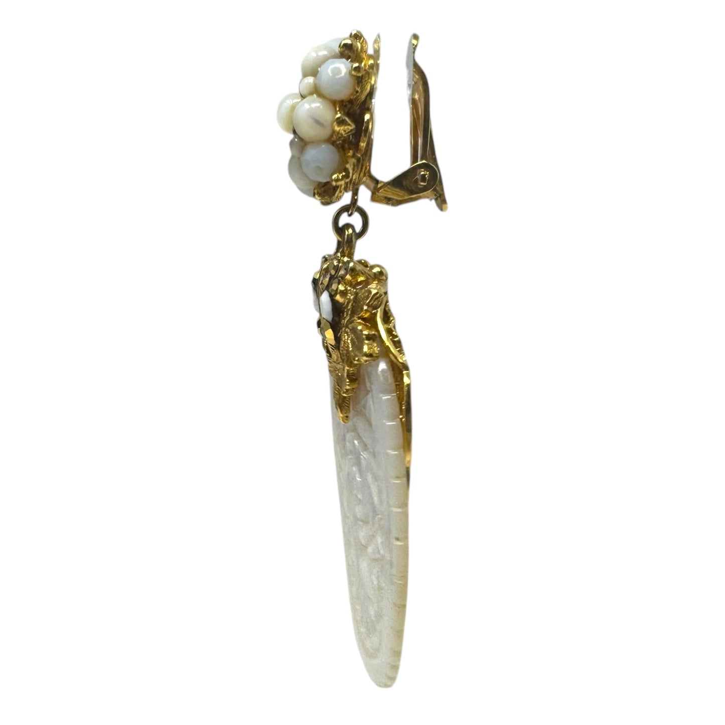 Mother Of Pearl Gold Plated Chandelier Earrings By Barerra