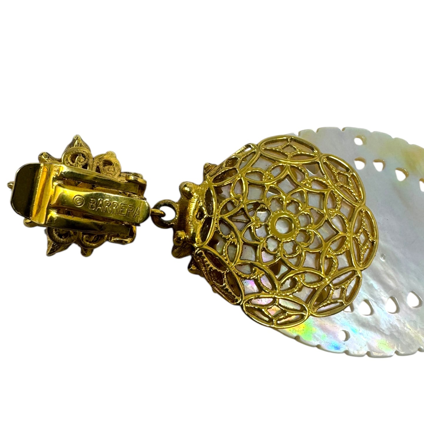 Mother Of Pearl Gold Plated Chandelier Earrings By Barerra
