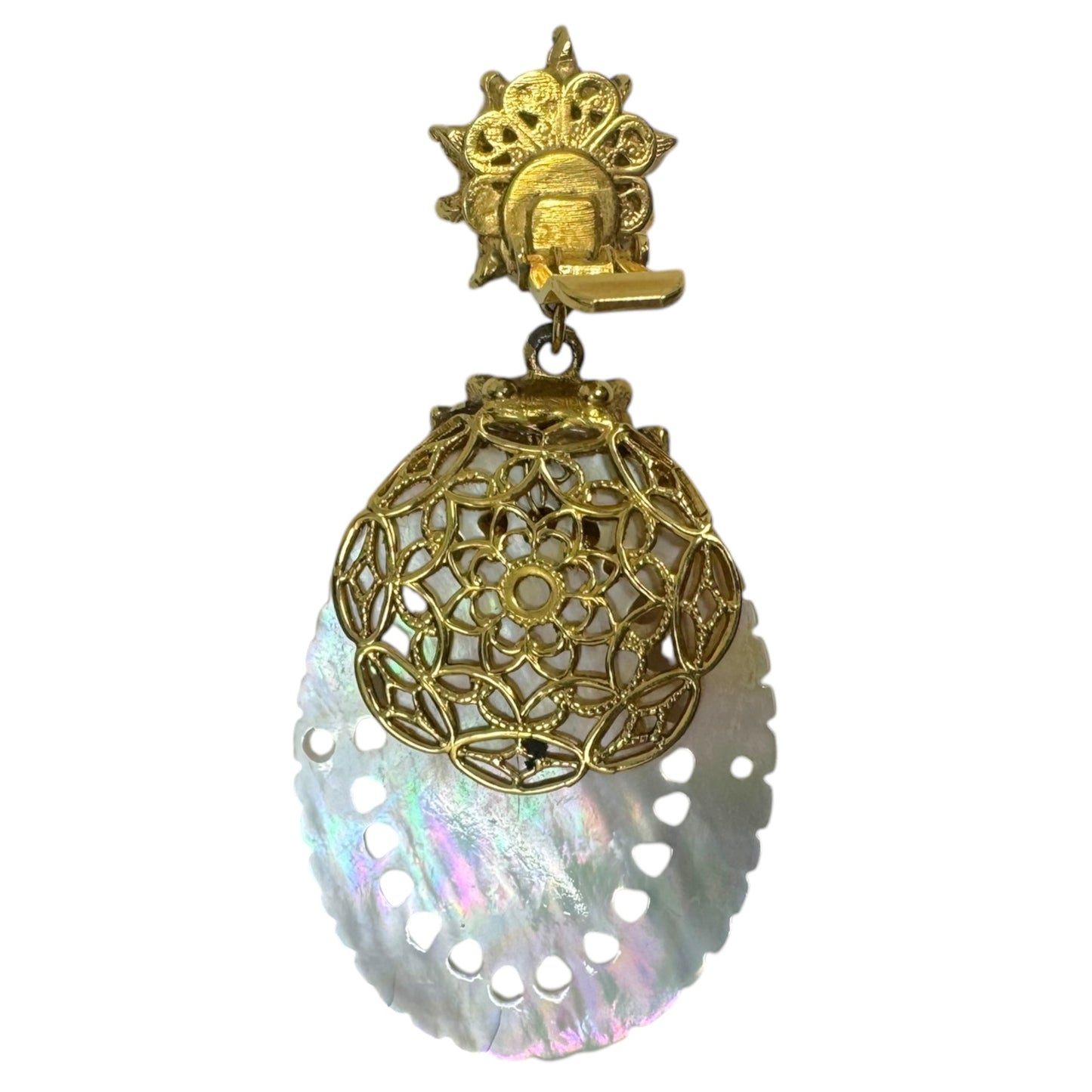 Mother Of Pearl Gold Plated Chandelier Earrings By Barerra
