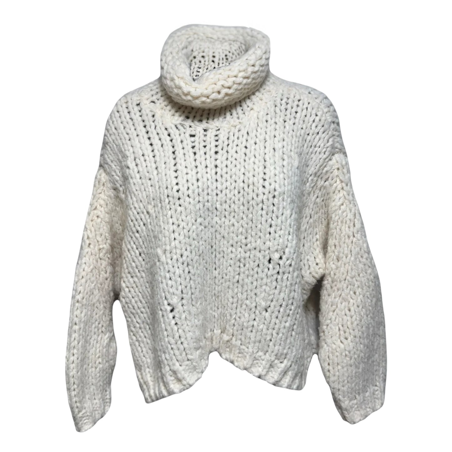 Chunky Turtleneck Sweater By Anthropologie In Cream, Size: XXS