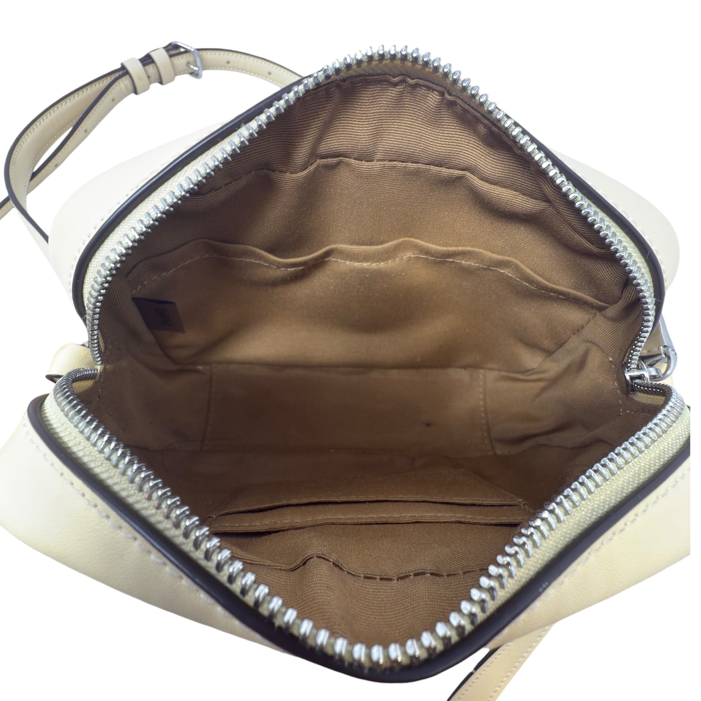 Mini Jamie Camera Signature Coated Canvas Crossbody Bag Designer By Coach In Hay, Size: Medium