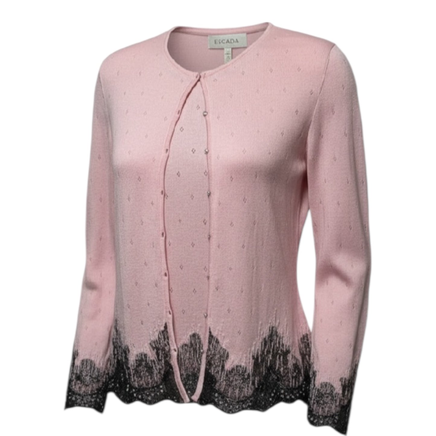 Cashmere Silk Blend Cardigan Sweater Twin Set Designer By Escada In Pink, Size: M