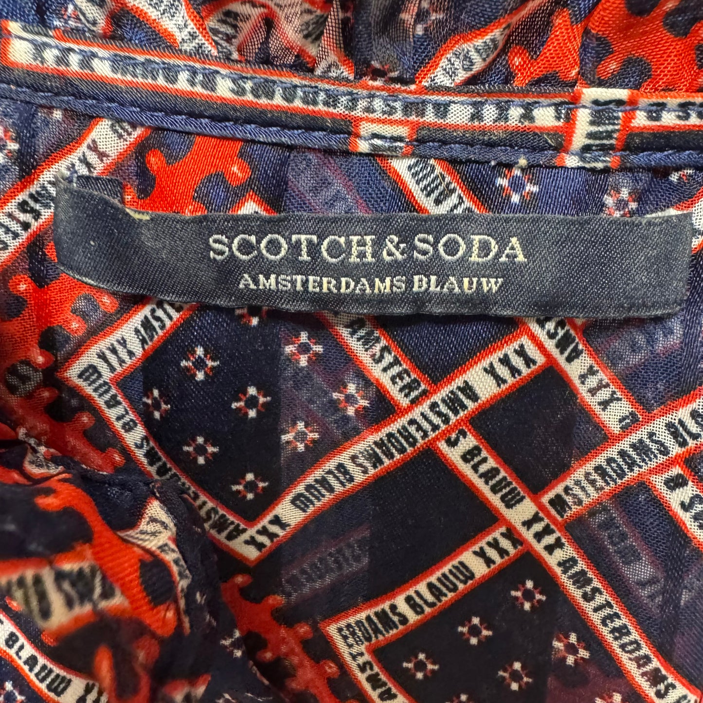 “Amsterdams Blauw” Top Long Sleeve By Scotch & Soda In Blue & Red & White, Size: L