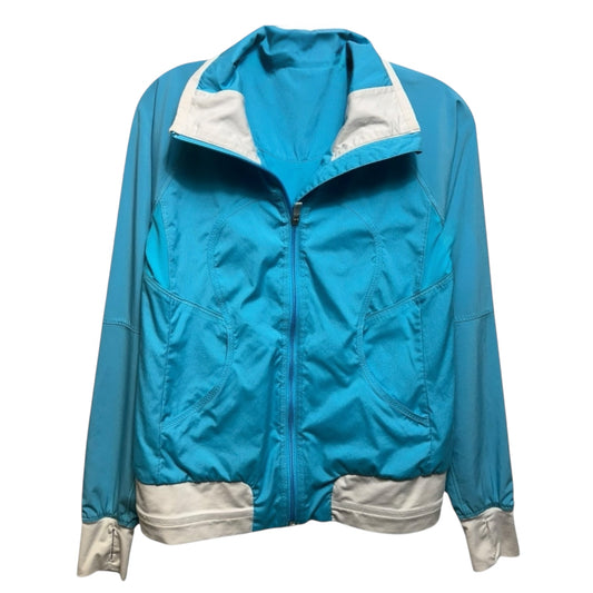 Run Track Attack Jacket By Lululemon In Spry Blue/White, Size: M