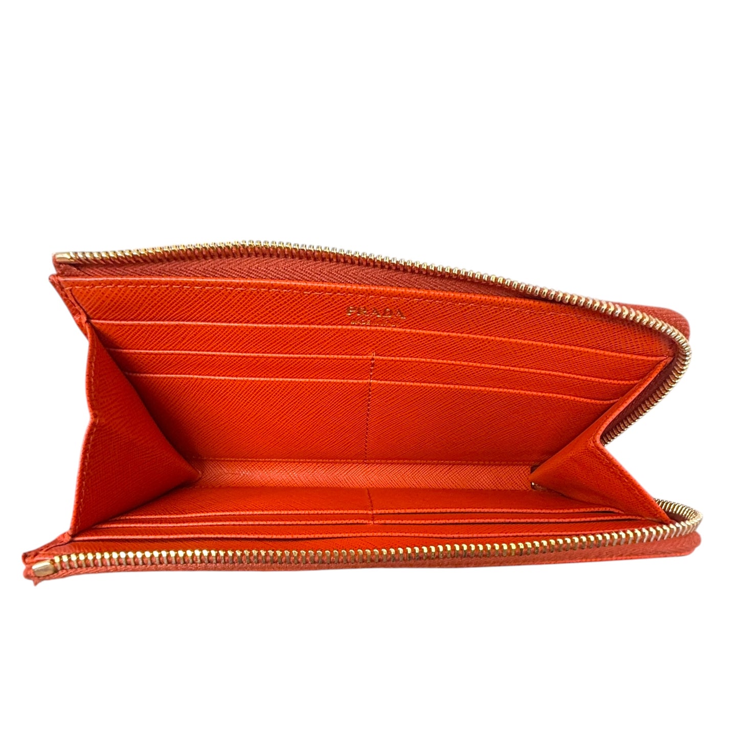 Saffiano Long Continental Zip Wallet Luxury Designer By Prada, Size: Medium