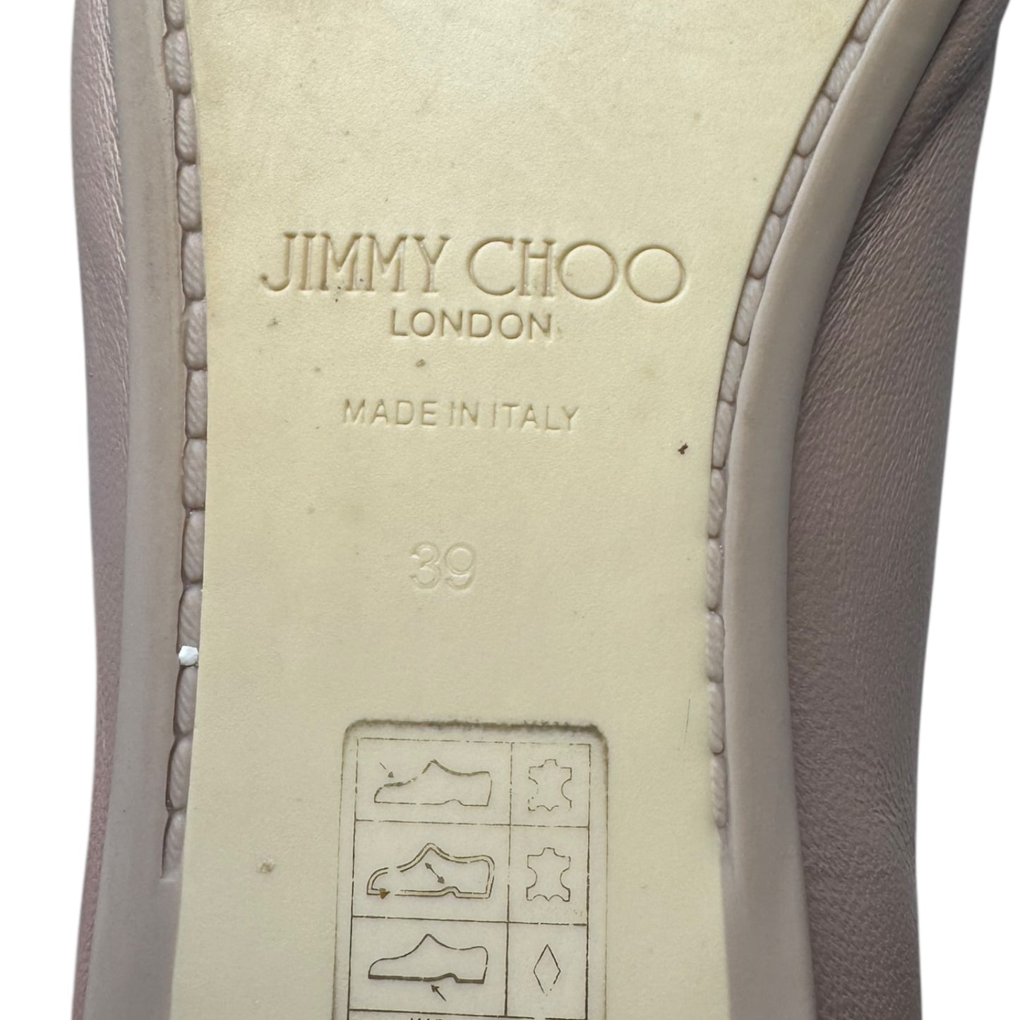 Gisela Napa Leather Ballet Flat Shoes Luxury Designer By Jimmy Choo In Tan, Size: 9