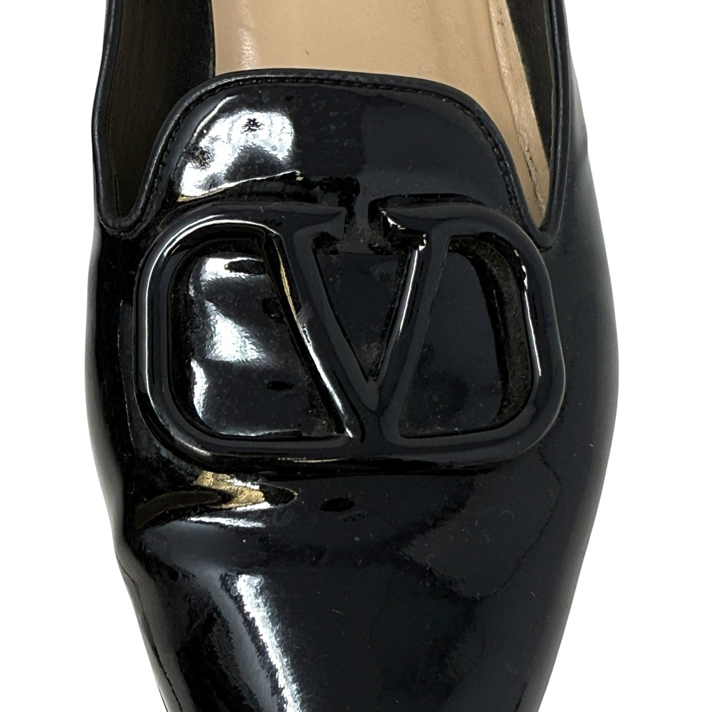 VLogo Patent Leather Loafers Luxury Designer By Valentino-garavani In Black, Size: 8.5 (IT 38.5)