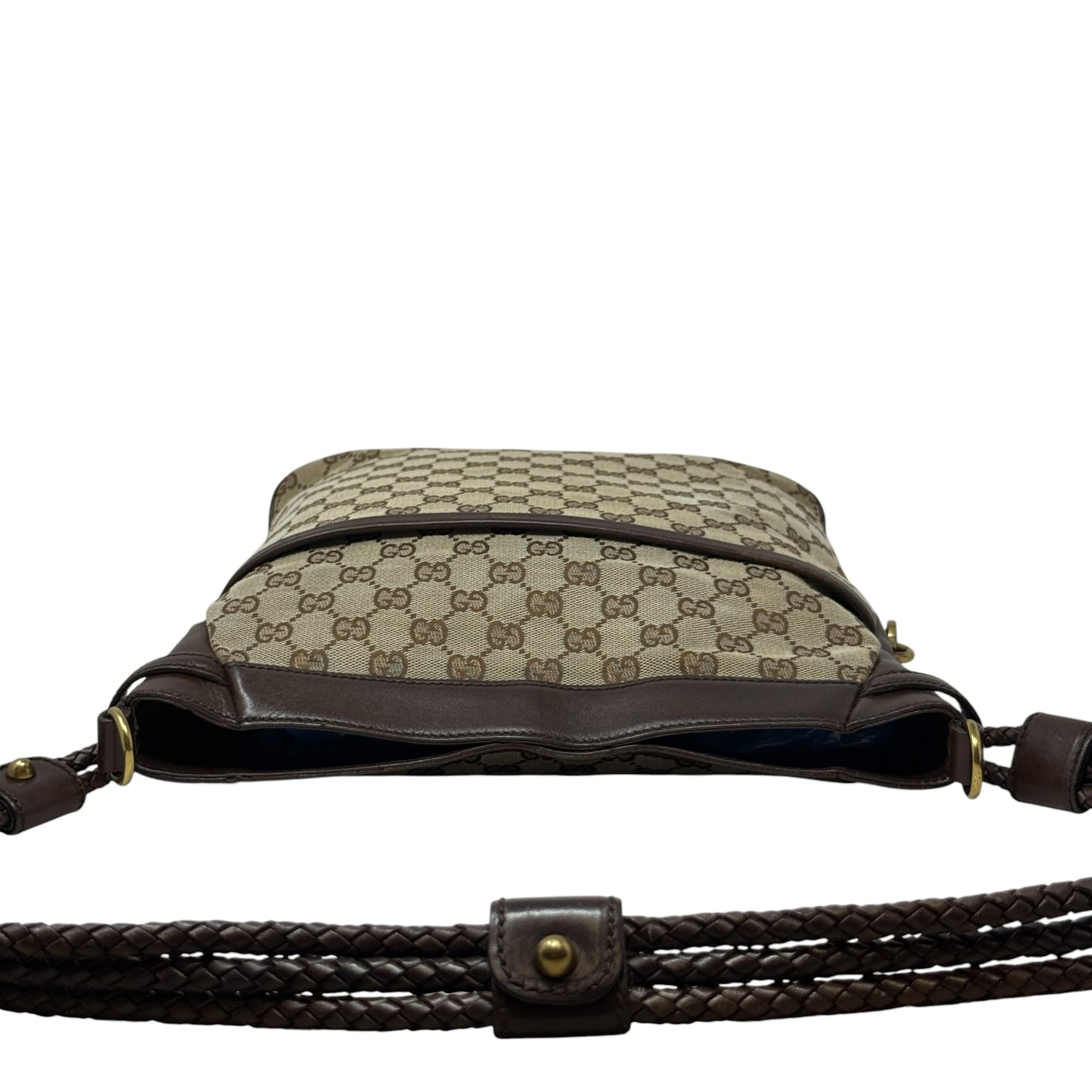 Vintage GG Monogram Canvas Braided Messenger Shoulder Bag  Luxury Designer By Gucci, Size: Medium