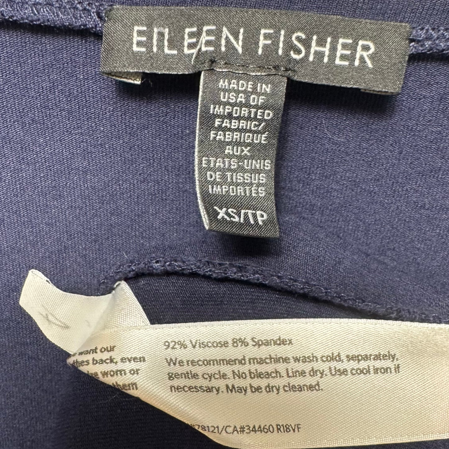 V Neck Dress Casual Short By Eileen Fisher In Navy, Size: Xs