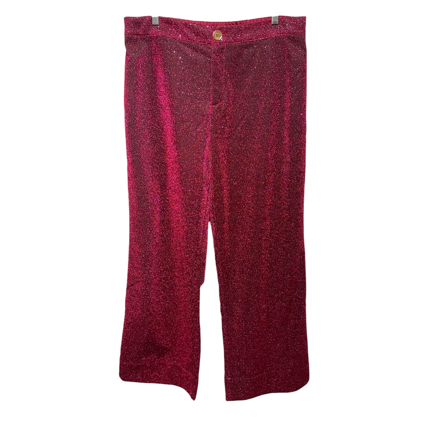 Le Culottes Full Length Sparkle Trousers By Buru In Shimmer Metallic Red, Size: L