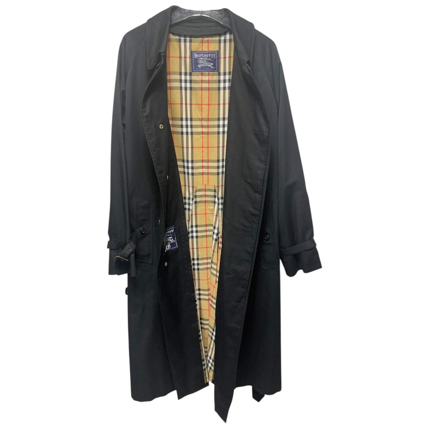 Nova Check Lined Belted Coat Luxury Designer By Burberry In Black, Size: XL (EU 46)