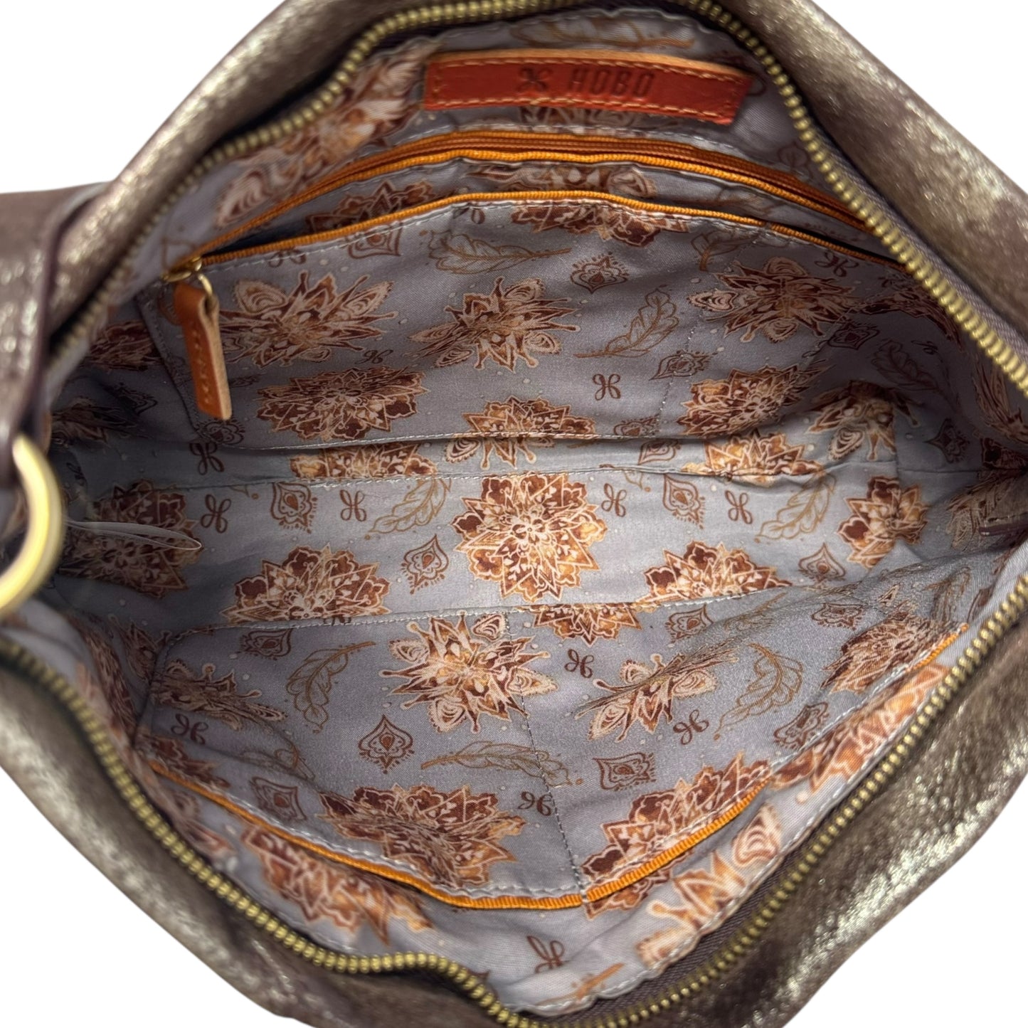 Prairie Metallic Crossbody Handbag Leather By Hobo Intl, Size: Medium