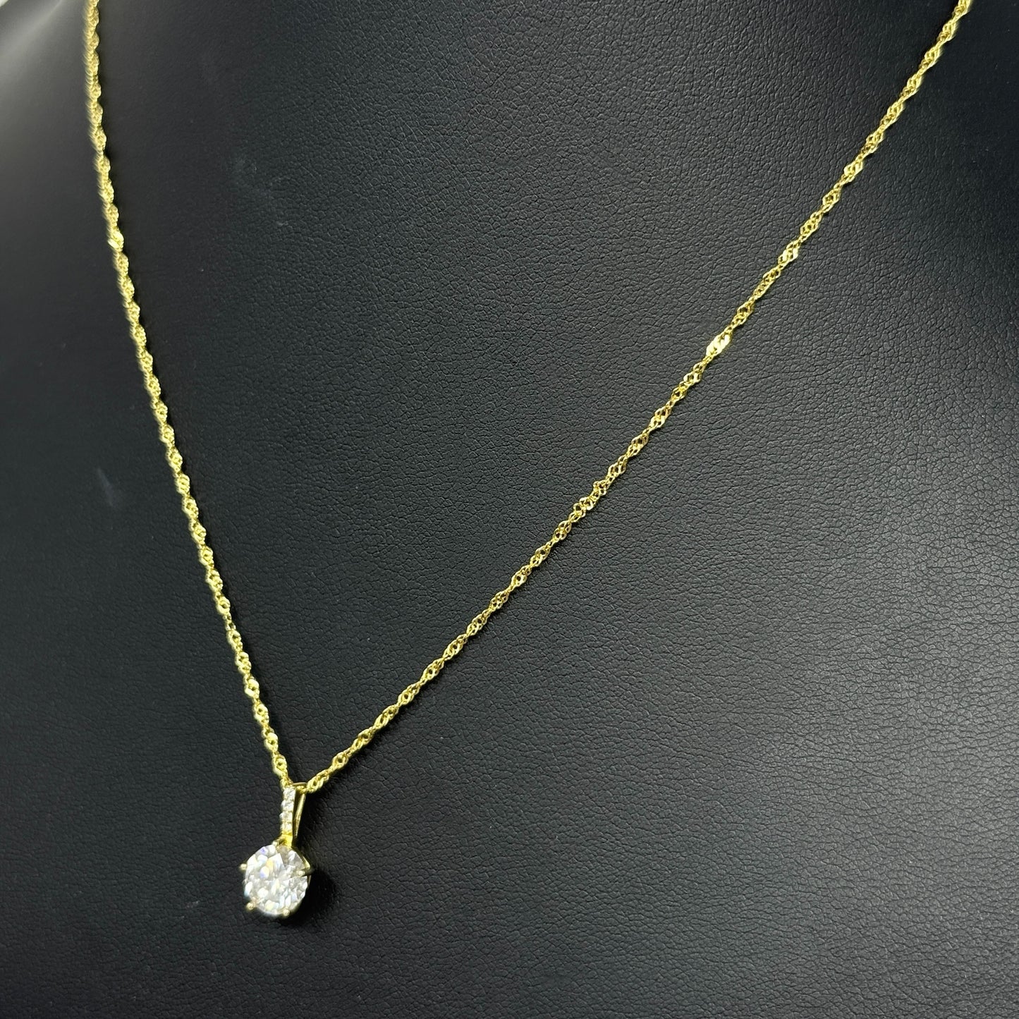 Gold Over Sterling Silver CZ Pendant Necklace