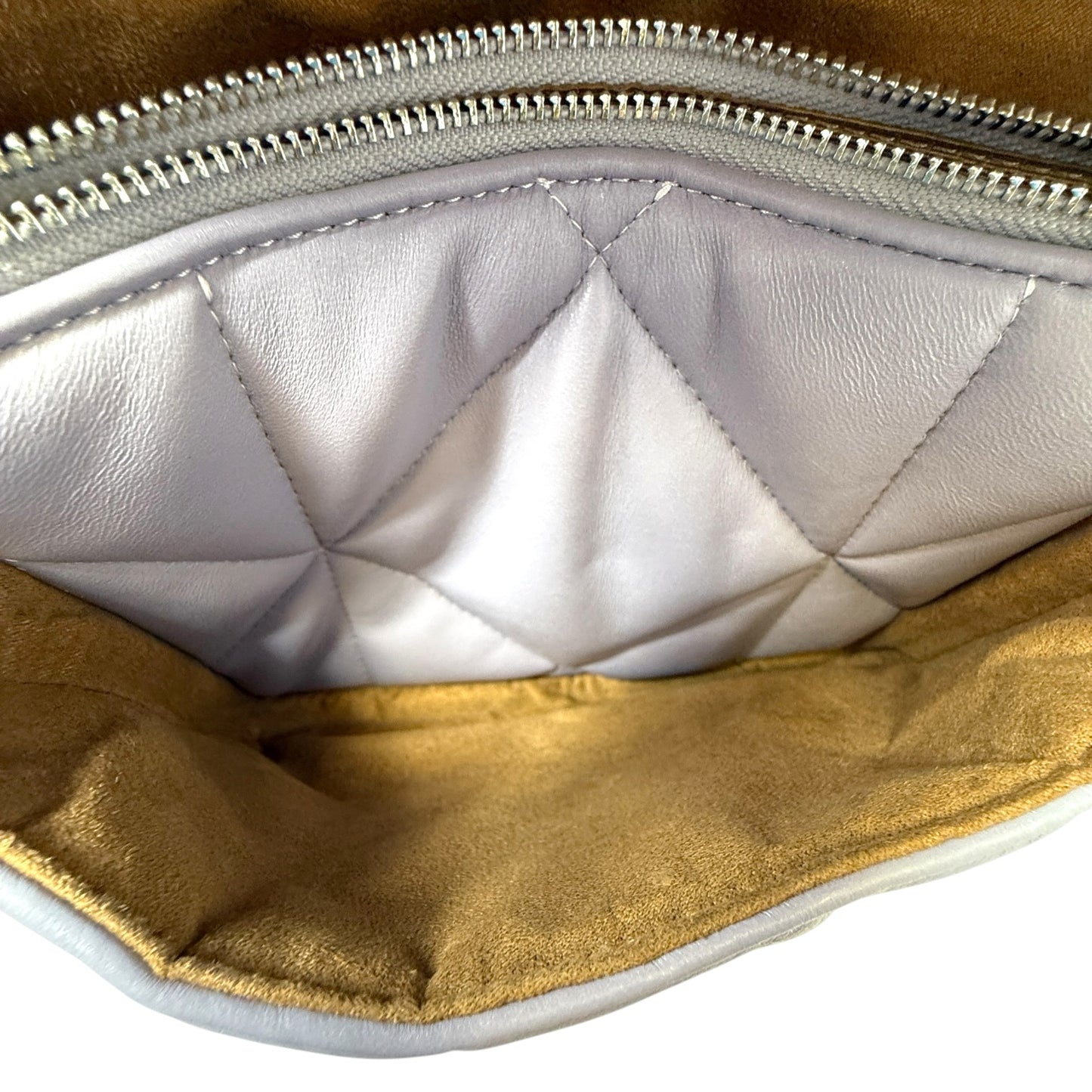 Quilted Leather Klare Crossbody 25 In Silver/Mist Designer By Coach, Size: Medium