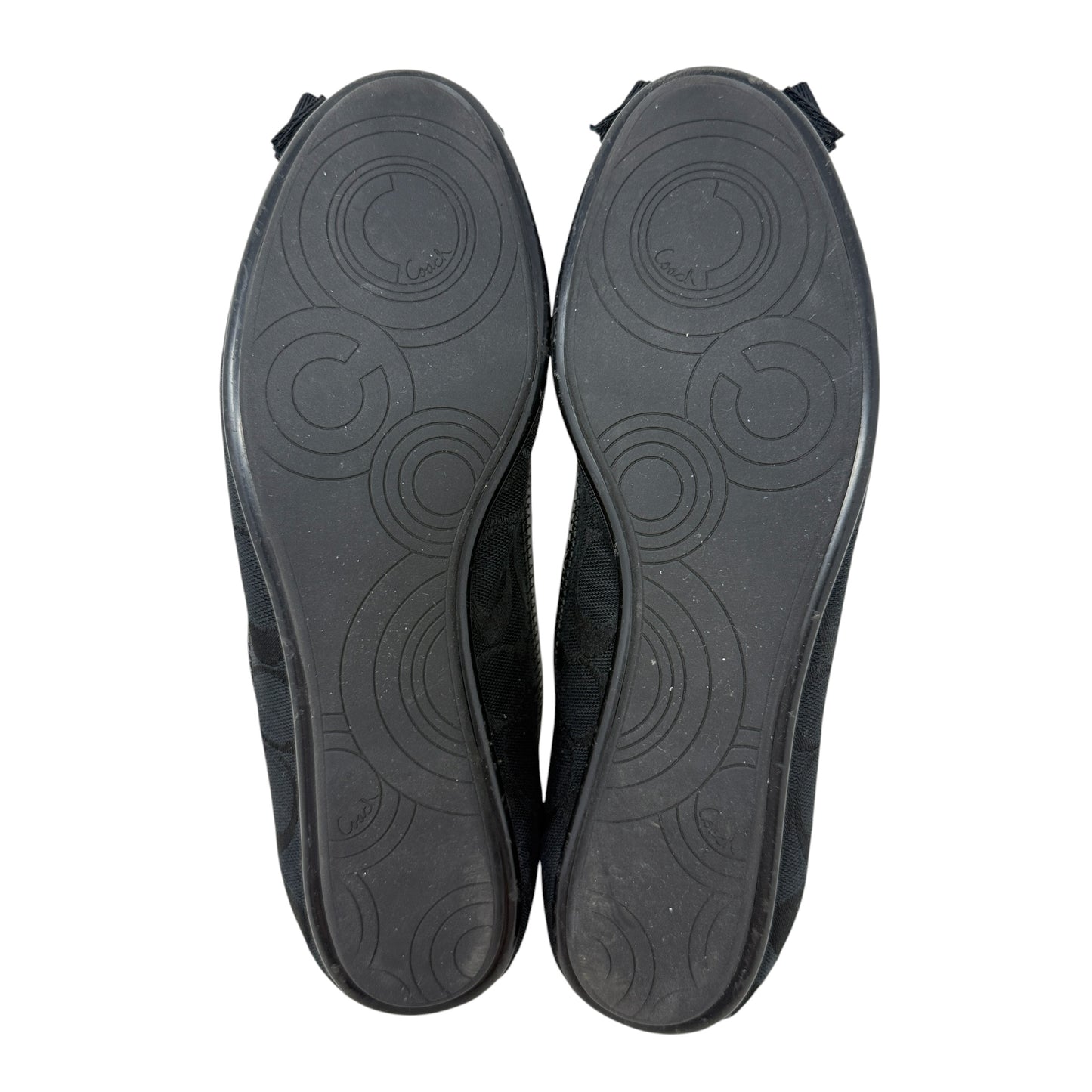 Poppy "Caper" Embellished Ballet Flats Designer By Coach In Black, Size: 9