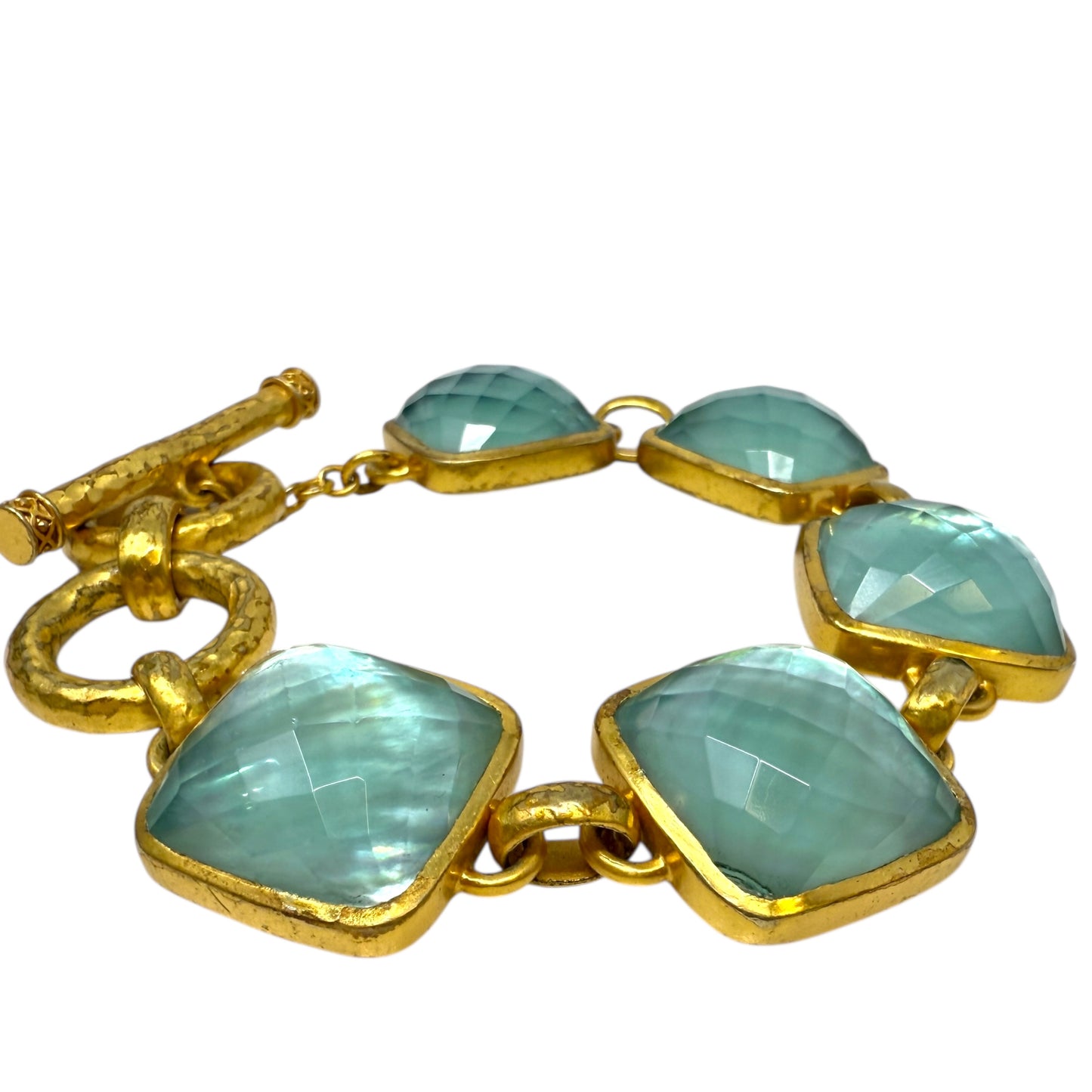 Catalina Stone 24K Gold Plate Bracelet By Julie Vos In Iridescent Capri Blue