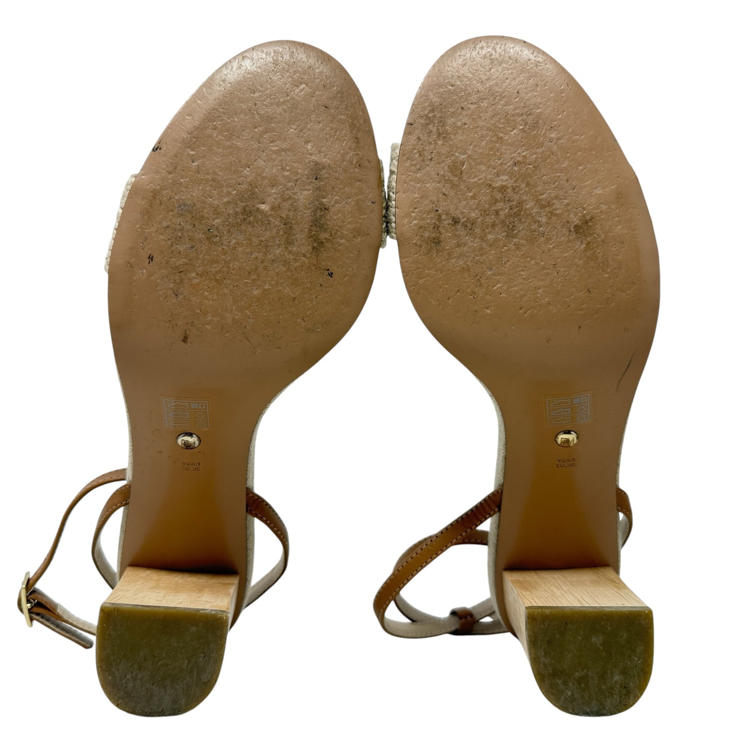 Sandals Heels Block By Pelle Moda In Cream, Size: 8.5