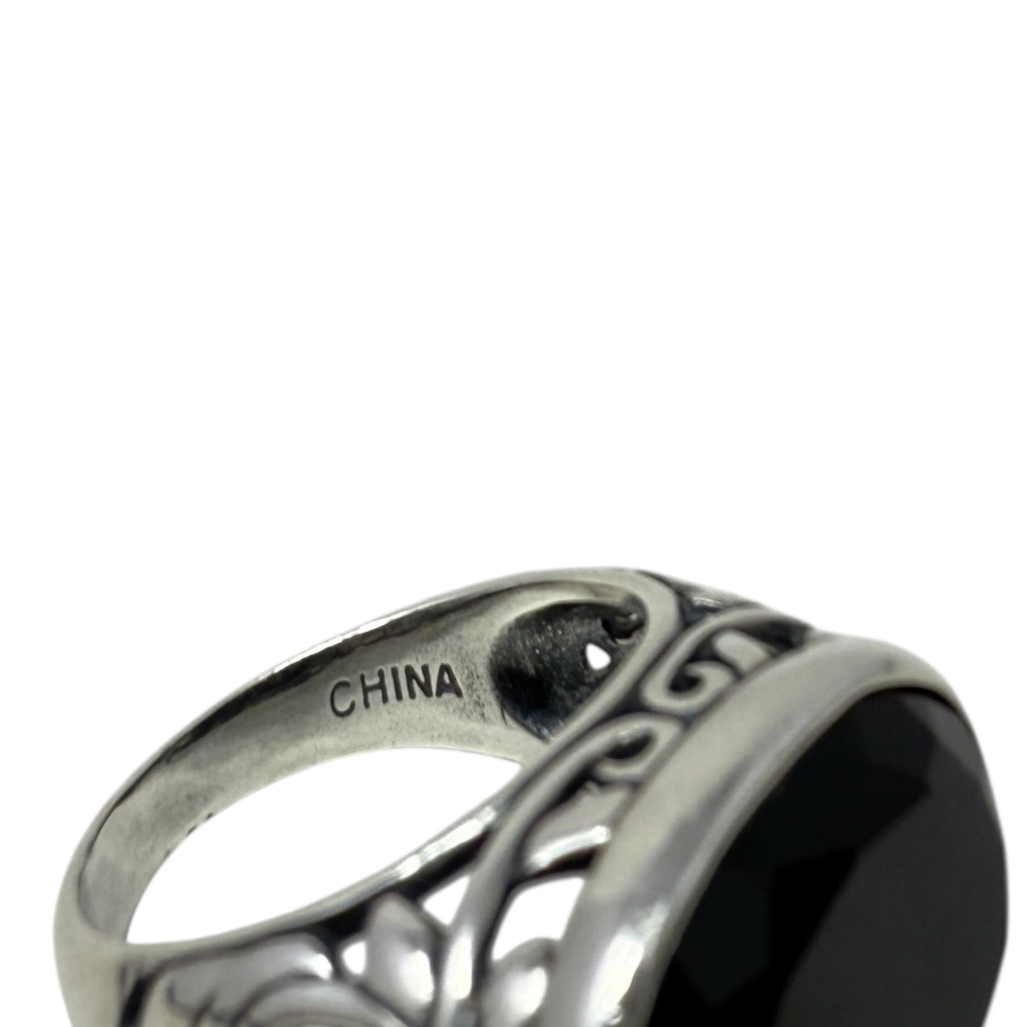 Sterling Silver, Onyx Chalcedony, Smoky Swirl Filigree Ring By Silpada, Size: 8