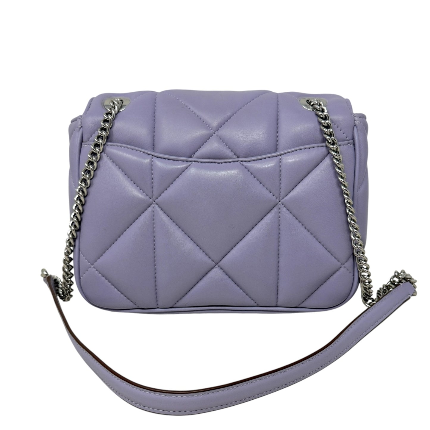 Quilted Leather Klare Crossbody 25 In Silver/Mist Designer By Coach, Size: Medium