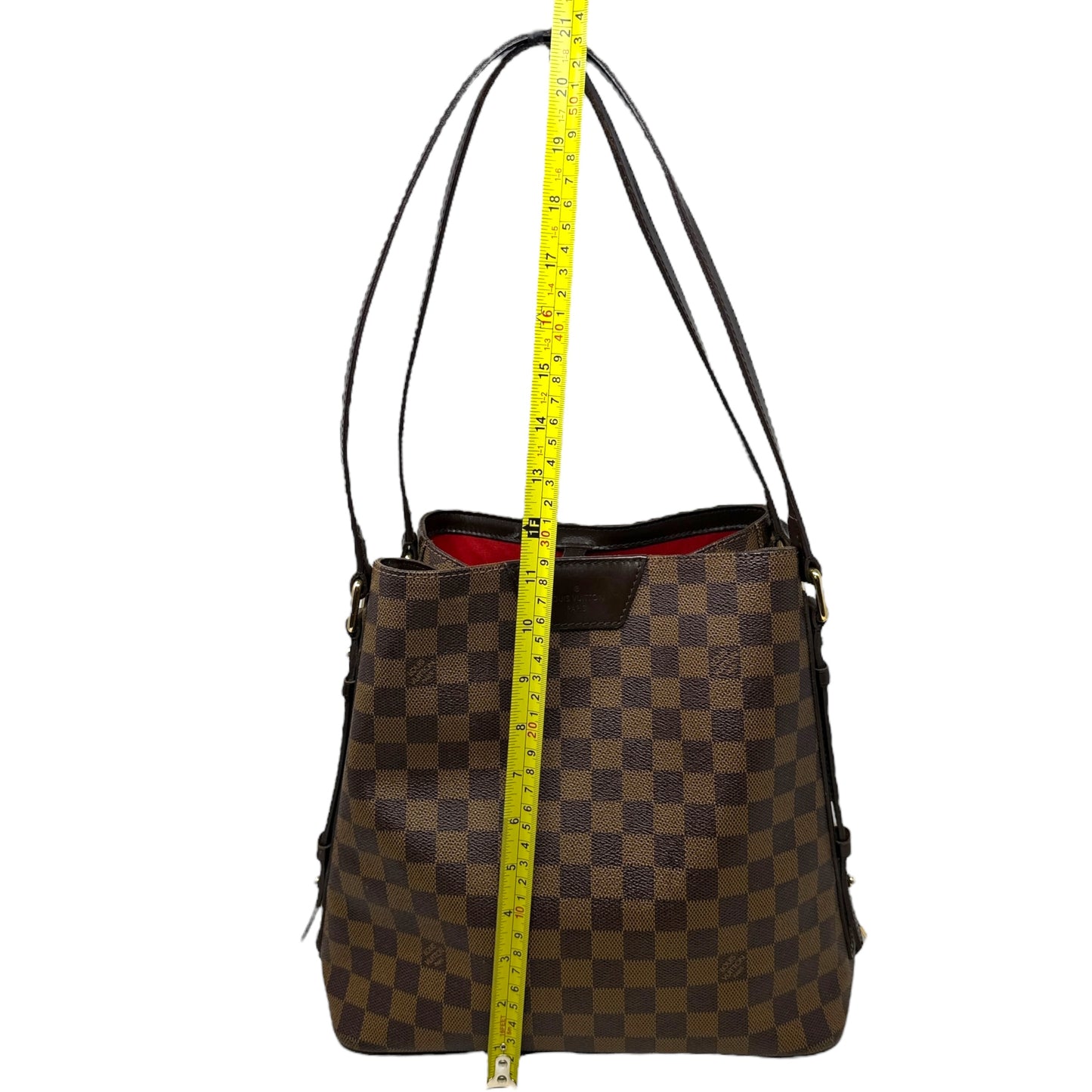 Cabas Rivington Tote In Damier Ebene Canvas Luxury Designer By Louis Vuitton, Size: Large