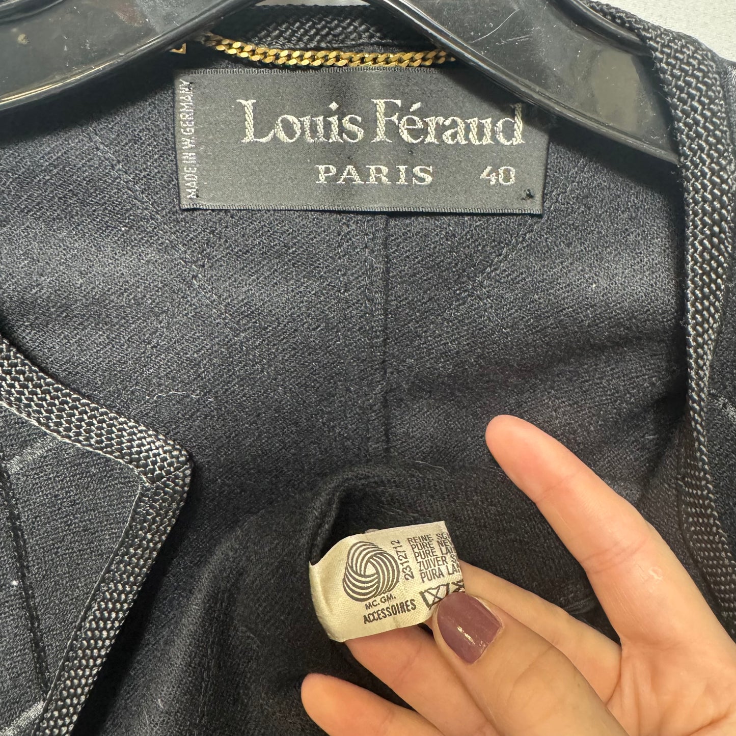 Wool Blazer By Louis Féraud In Black, Size: M