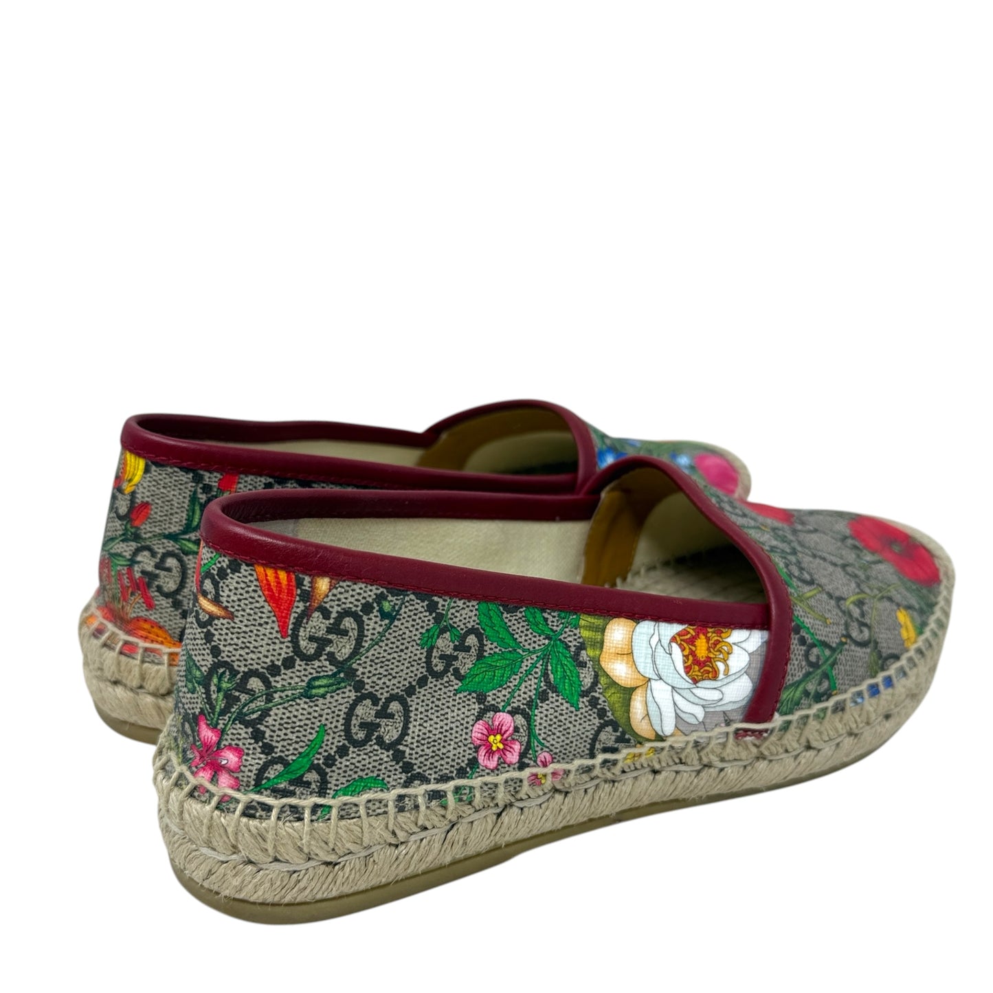 GG Supreme Monogram Flora Espadrilles In Coated Canvas Luxury Designer By Gucci In Floral Print, Size: 6 (36)