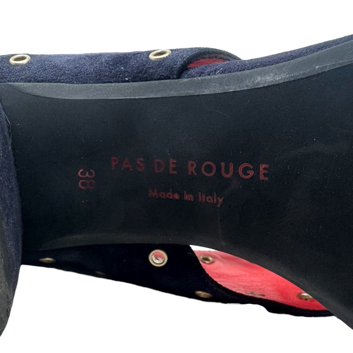 Fleur Suede Grommet Sandals By Pas de Rouge In Navy, Size: 8 (It 38)