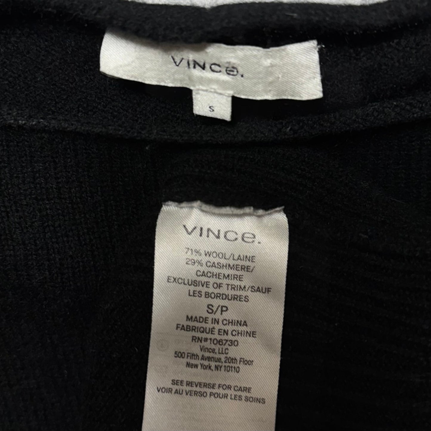 Wool & Cashmere Blend Bateau Neck Pullover Sweater By Vince In Black, Size: S