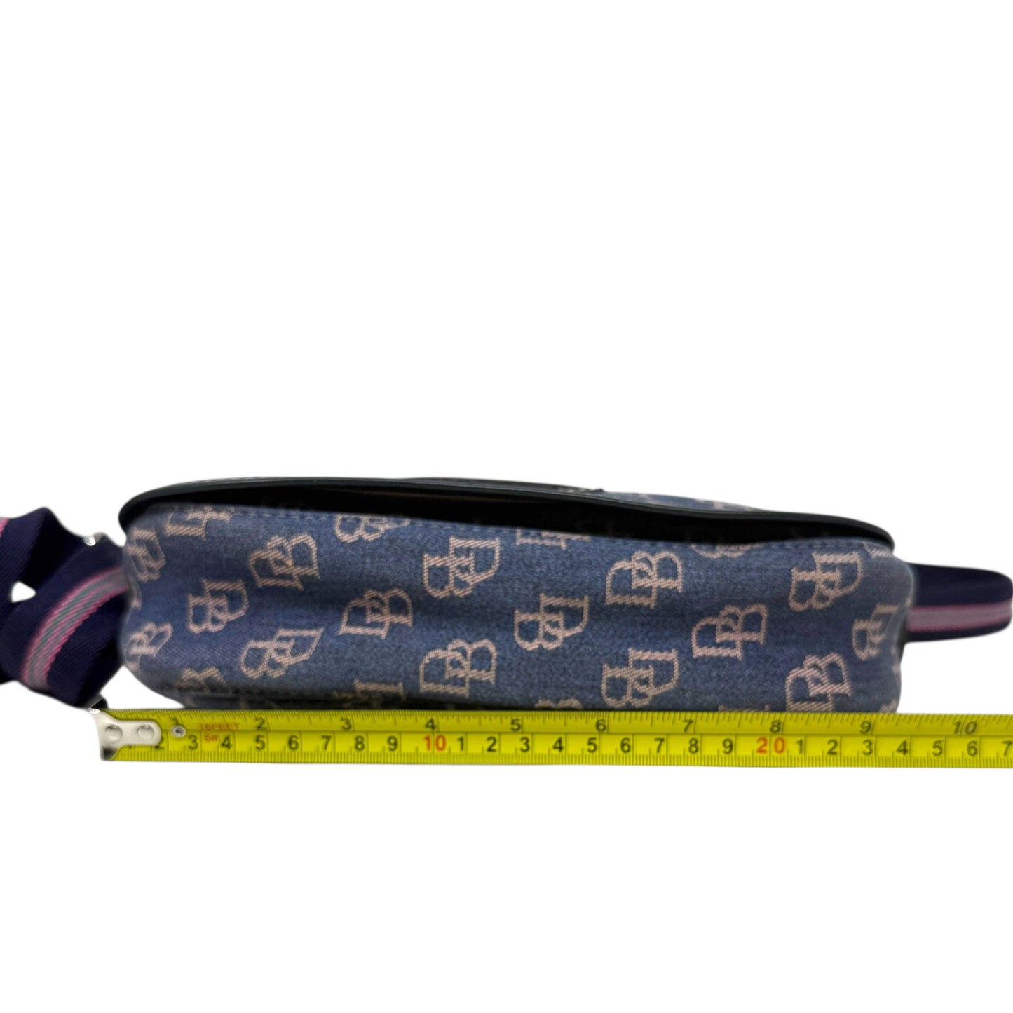 Vintage Signature Monogram Denim Messenger Bag Designer By Dooney And Bourke, Size: Medium