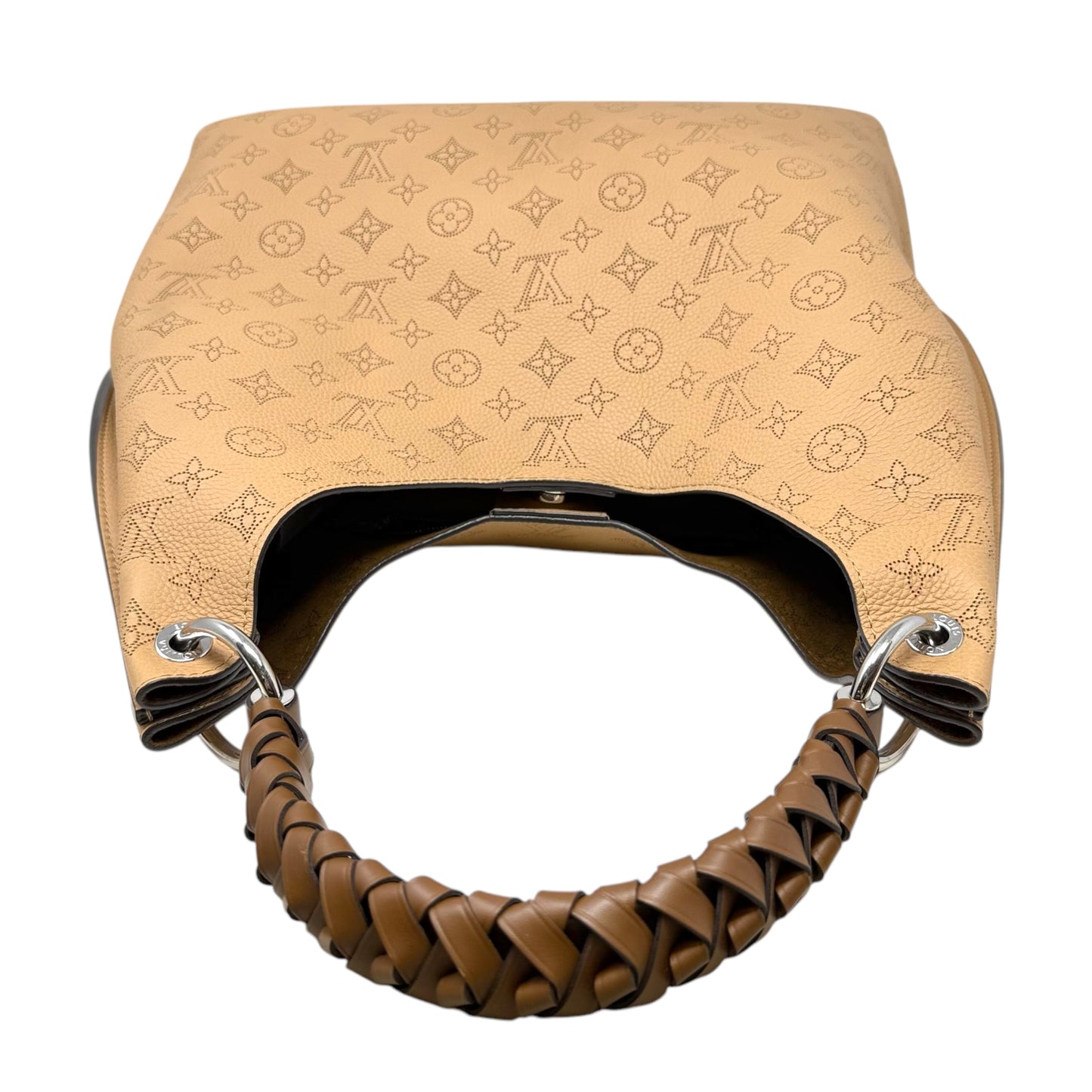 Monogram Mahina Carmel Hobo Luxury Designer By Louis Vuitton In Beige, Size: Large