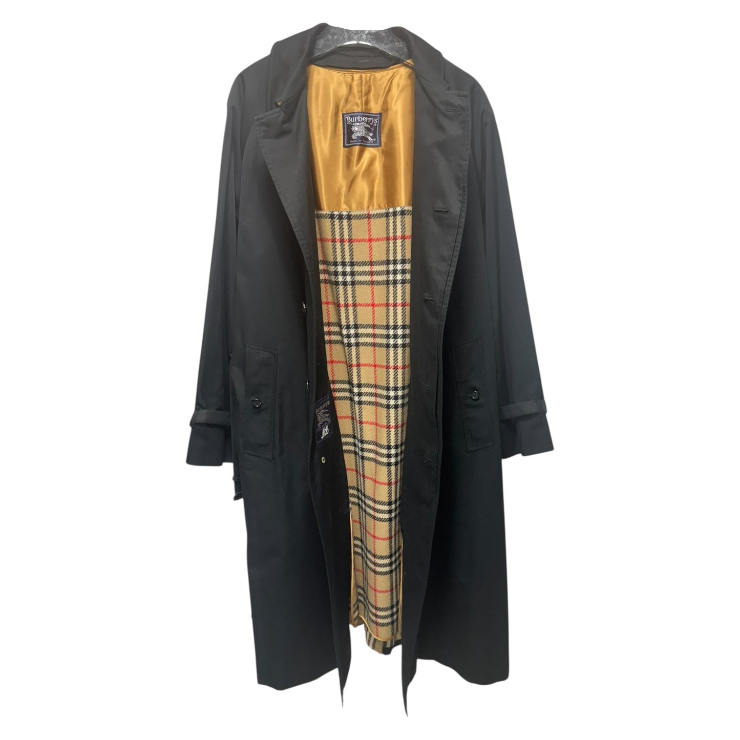 Nova Check Lined Belted Coat Luxury Designer By Burberry In Black, Size: XL (EU 46)