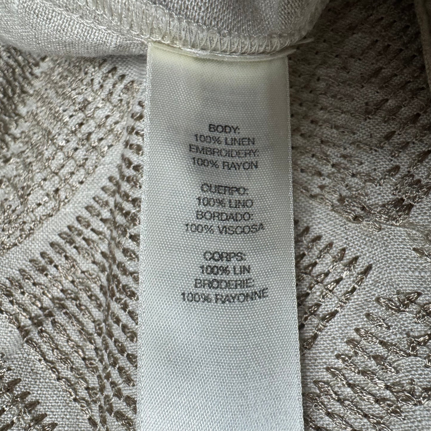 Astonishing Artisan Pattern Linen Jacket Other By Chicos In Beige, Size: XL