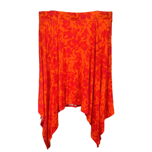 Handkerchief Hem Maxi Skirt - Super Soft Floral Orange By Torrid  Size: 2x