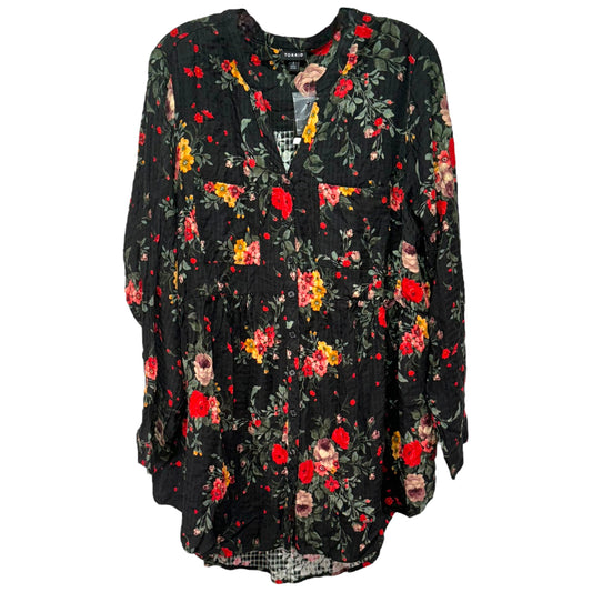 Emma Floral Crinkle Tunic Long Sleeve By Torrid  Size: 2x