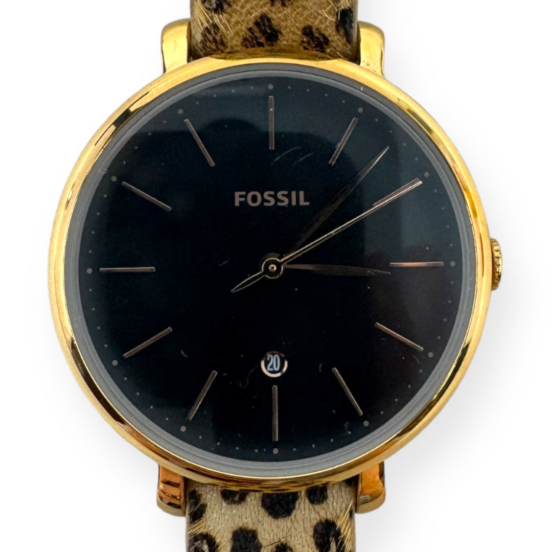 Jacqueline Three-Hand Faux-Cheetah-Hair Leather Watch By Fossil