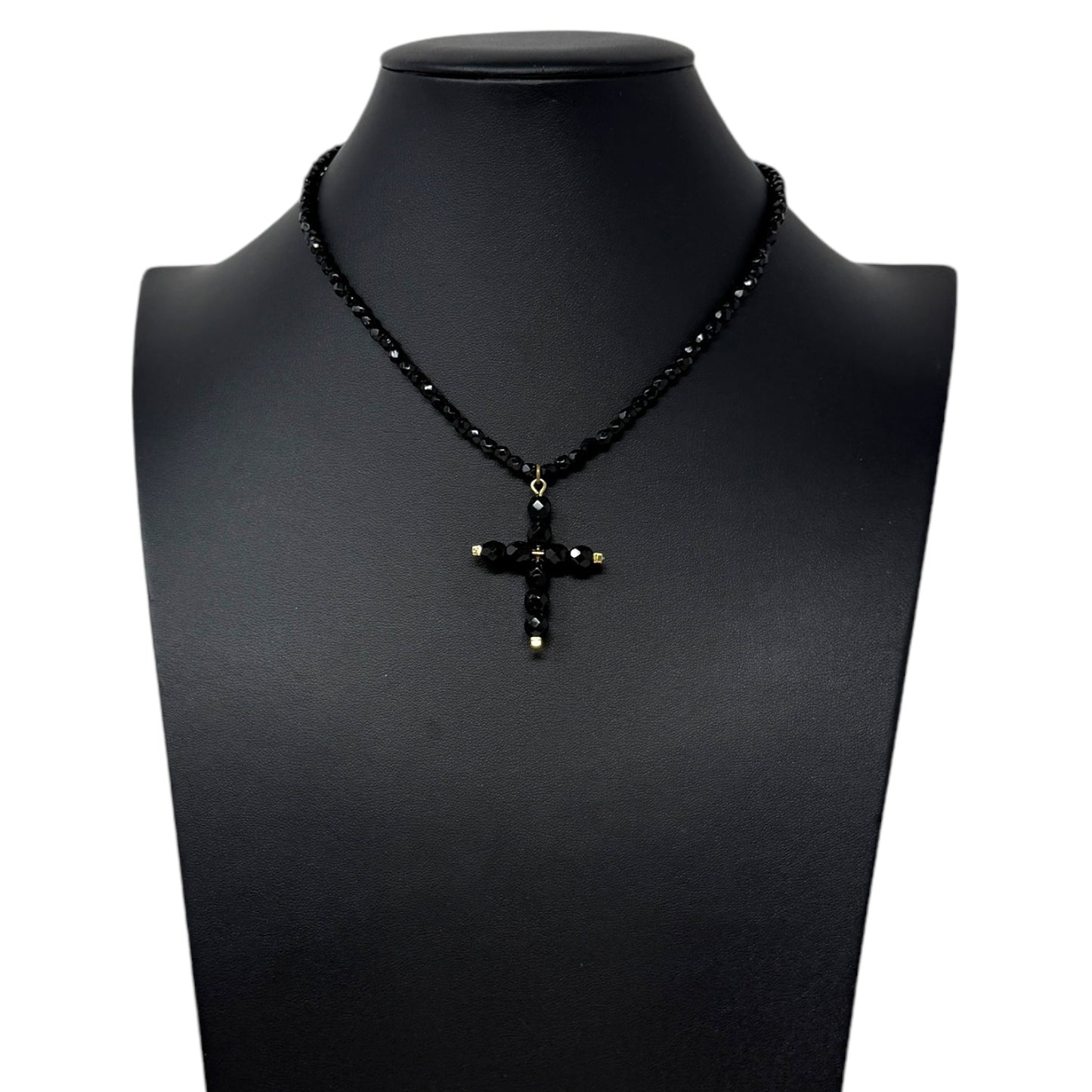 Black Beaded Cross Necklace By The Limited