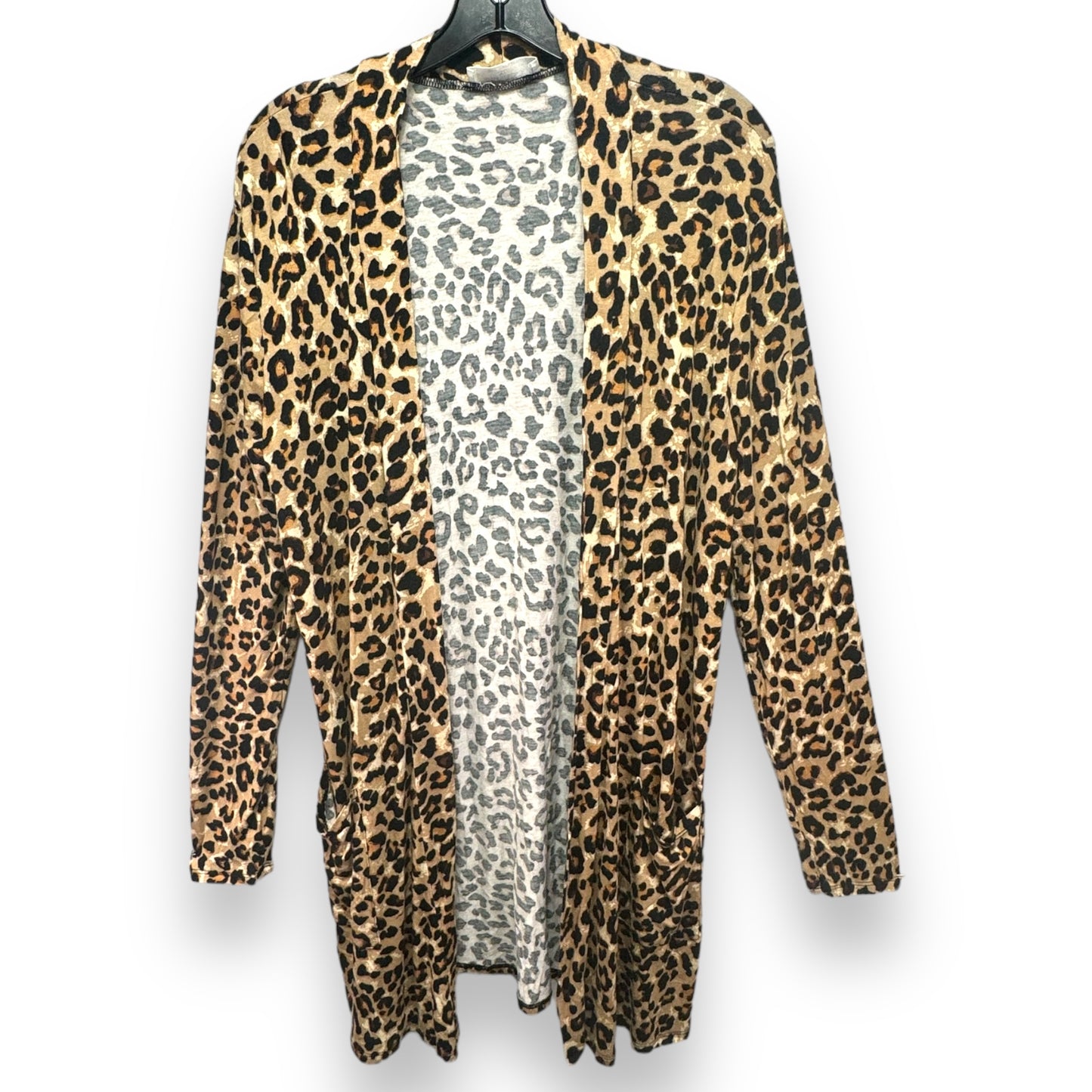 Sweater Cardigan By Zenana Outfitters In Animal Print, Size: Xl