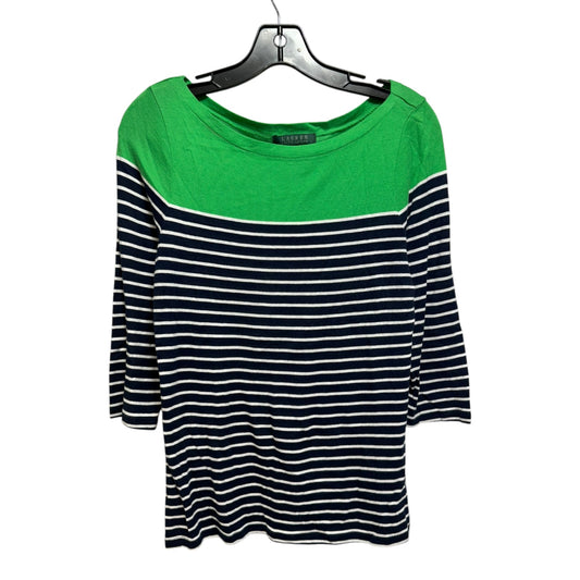 Top 3/4 Sleeve By Lauren By Ralph Lauren In Striped Pattern, Size: M