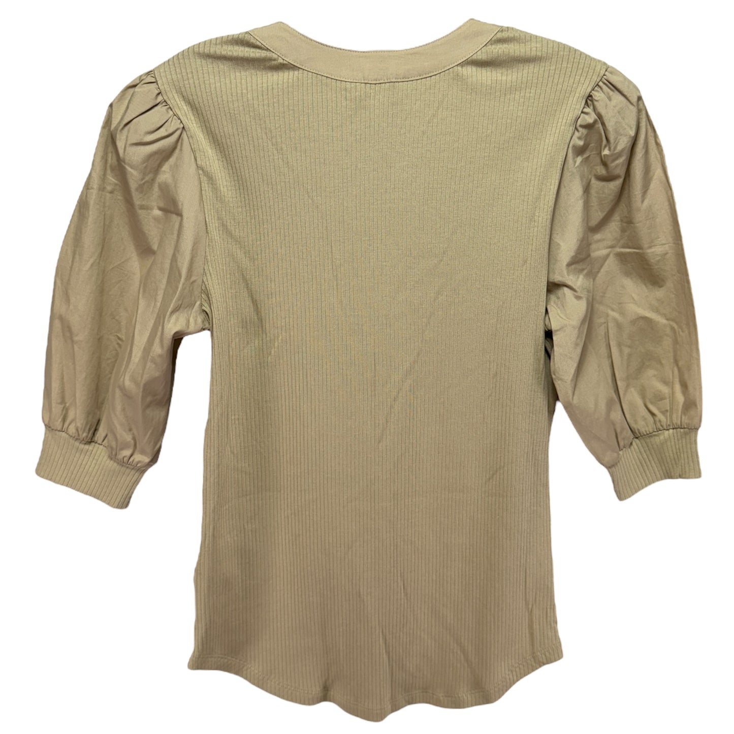 Puff Sleeve Top 3/4 Sleeve By Lauren By Ralph Lauren In Tan, Size: M