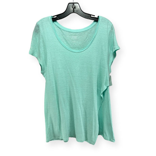 Linen Green Top Short Sleeve Pure Jill, Size L