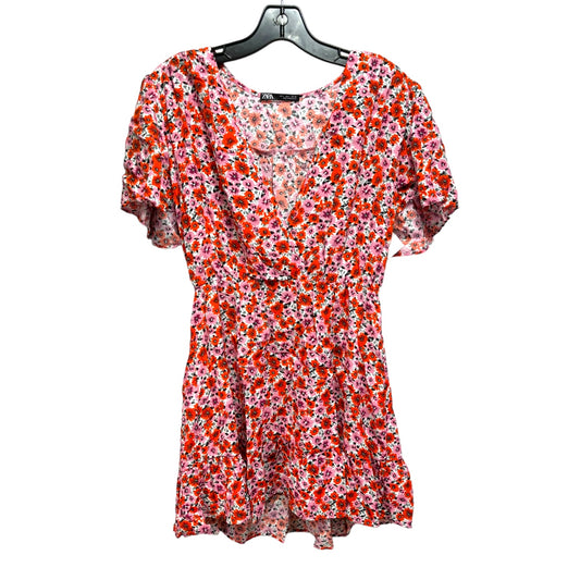 Dress Casual Midi By Zara In Floral Print, Size: L