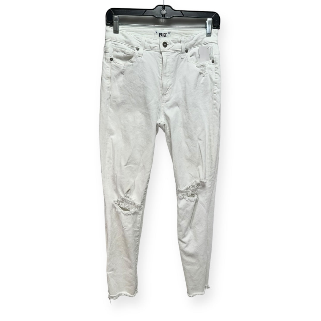 Skyline Ankle Peg Distressed Jeans By Paige In Optic White, Size: 6